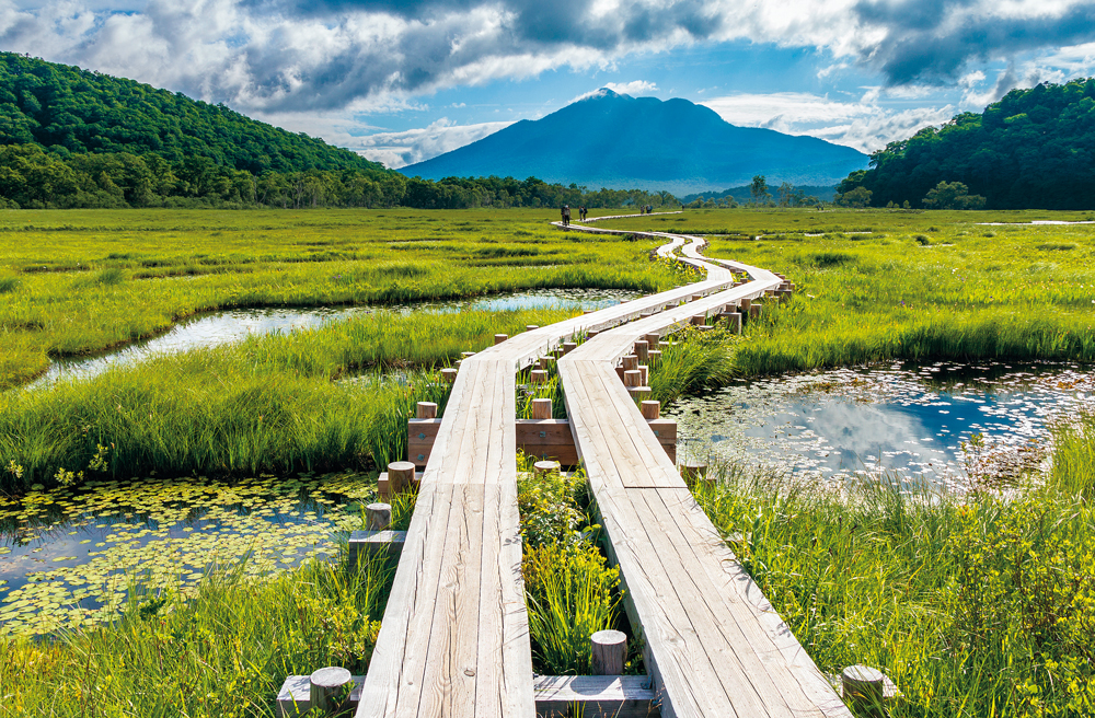 尾瀬ヶ原の上田代から望む燧ヶ岳。夏の避暑旅に最適